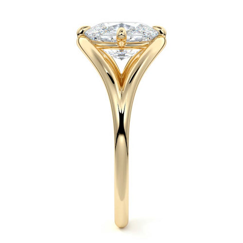 Orla - Cushion Yellow Gold Engagement Ring Side View | Nura Lab
