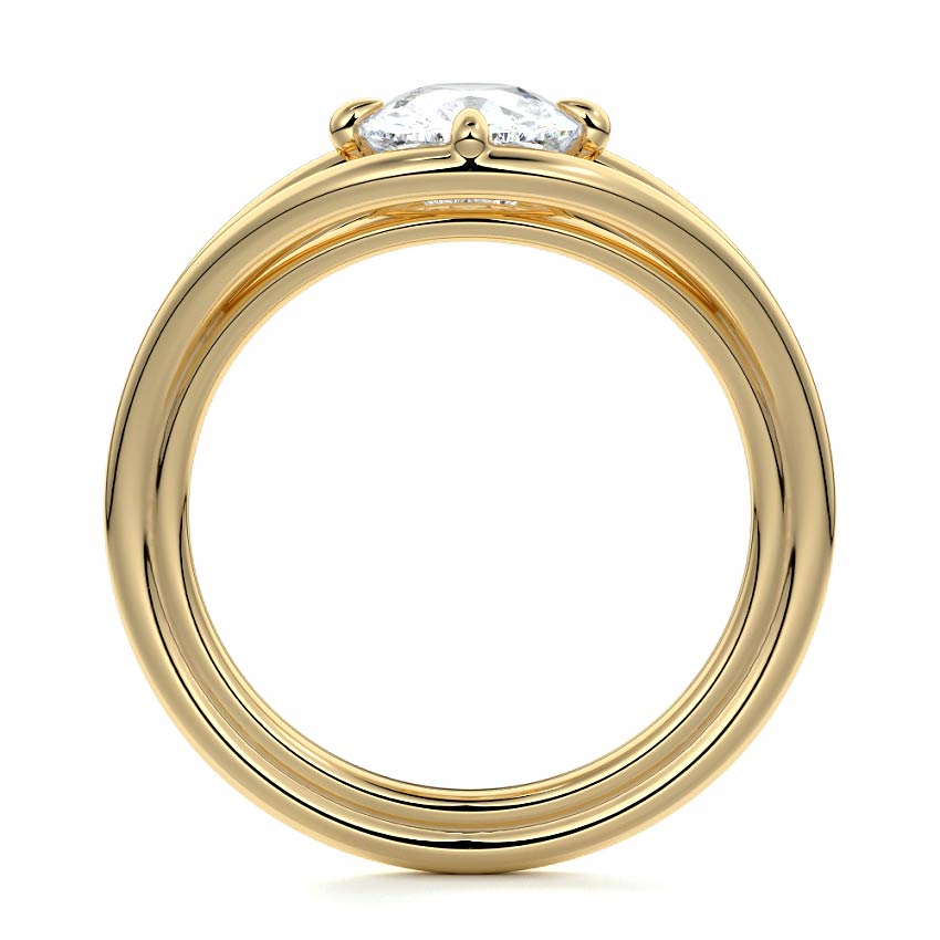 Orla - Cushion Yellow Gold Engagement Ring Profile View | Nura Lab