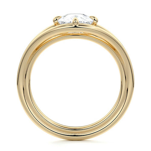 Orla - Cushion Yellow Gold Engagement Ring Profile View | Nura Lab