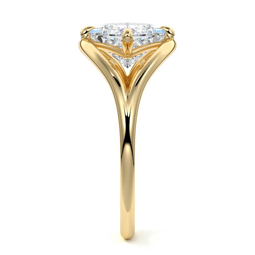 Orla - Princess Yellow Gold Engagement Ring Side View | Nura Lab