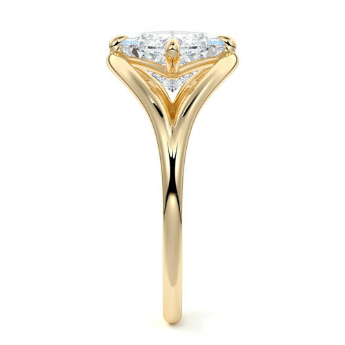Orla - Princess Yellow Gold Engagement Ring Side View | Nura Lab