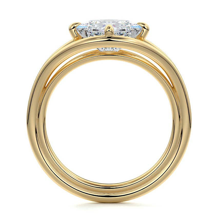 Orla - Princess Yellow Gold Engagement Ring Profile View | Nura Lab