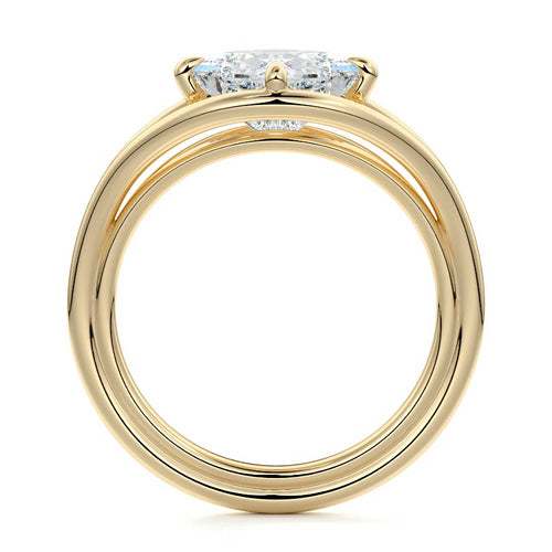Orla - Princess Yellow Gold Engagement Ring Profile View | Nura Lab