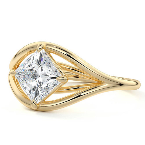 Orla - Princess Yellow Gold Engagement Ring Detail View | Nura Lab