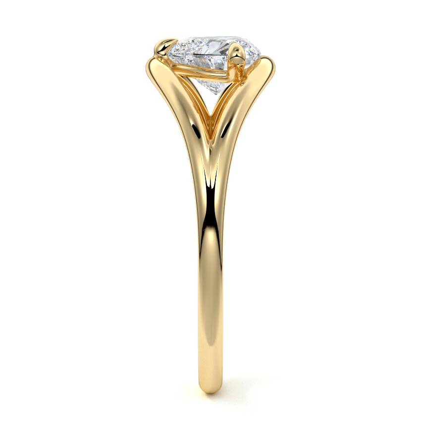 Orla - Heart Yellow Gold Engagement Ring Side View | Nura Lab