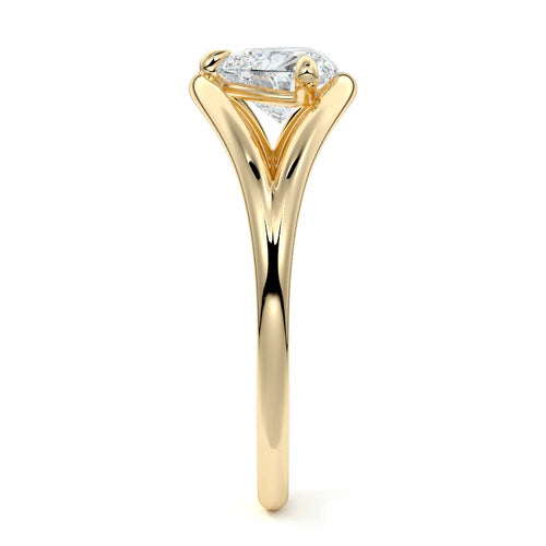 Orla - Heart Yellow Gold Engagement Ring Side View | Nura Lab