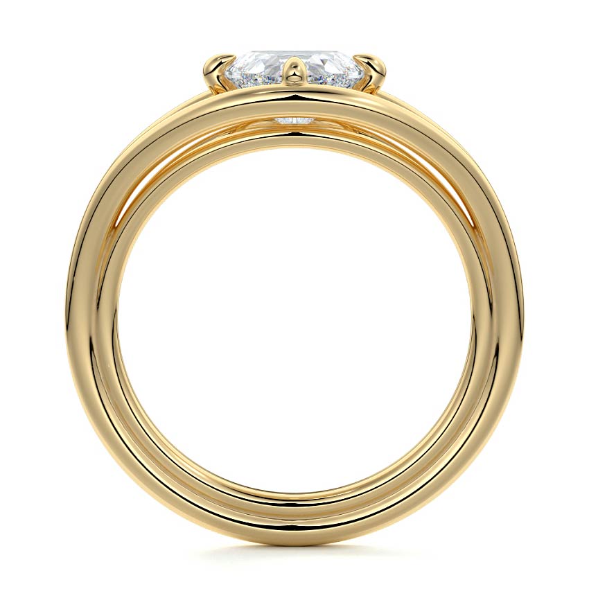 Orla - Heart Yellow Gold Engagement Ring Profile View | Nura Lab