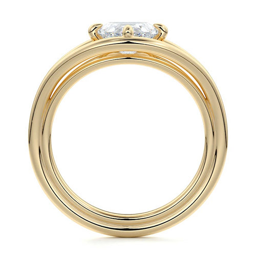 Orla - Heart Yellow Gold Engagement Ring Profile View | Nura Lab
