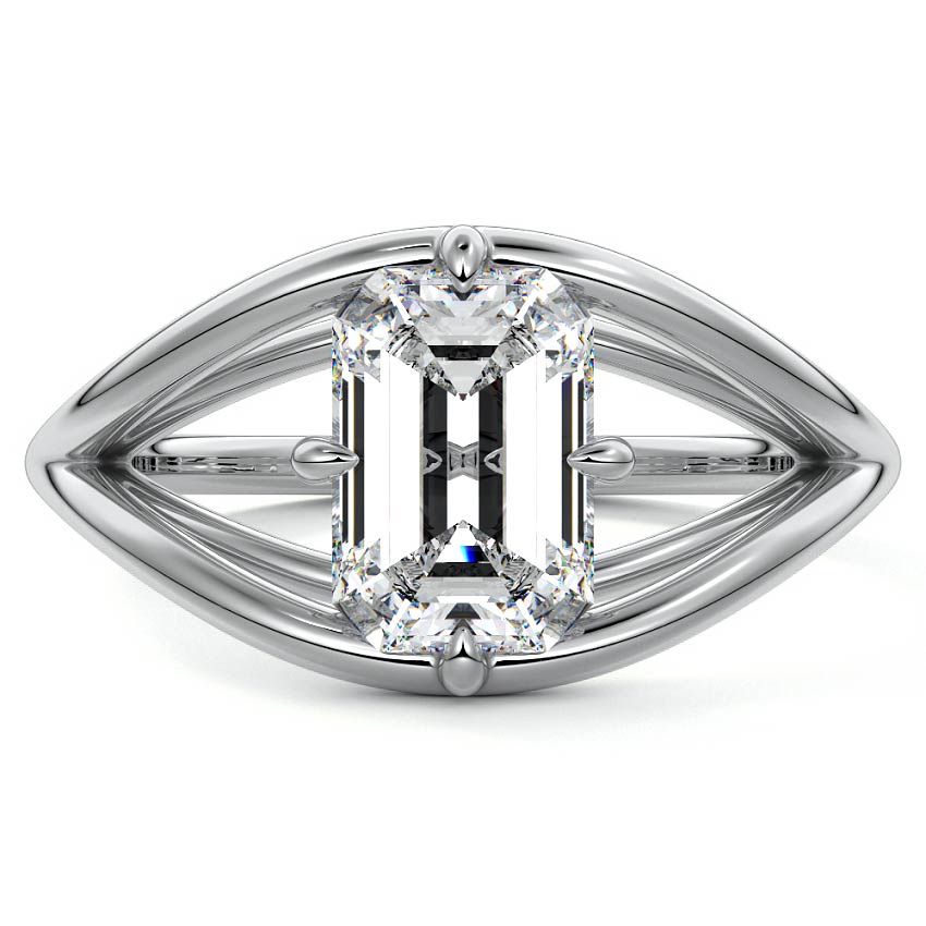 Orla - Emerald Cut White Gold Lab Grown Diamond Engagement Ring | Nura Lab