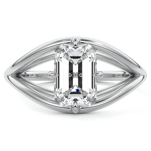 Orla - Emerald Cut White Gold Lab Grown Diamond Engagement Ring | Nura Lab