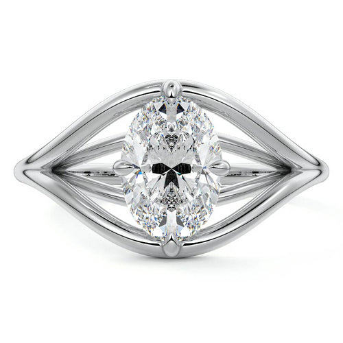 Orla oval split shank solitaire lab grown diamond engagement ring in platinum