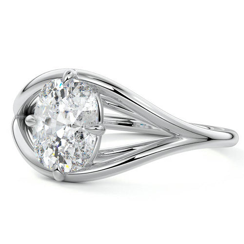 Orla cushion split shank solitaire lab grown diamond engagement ring in platinum
