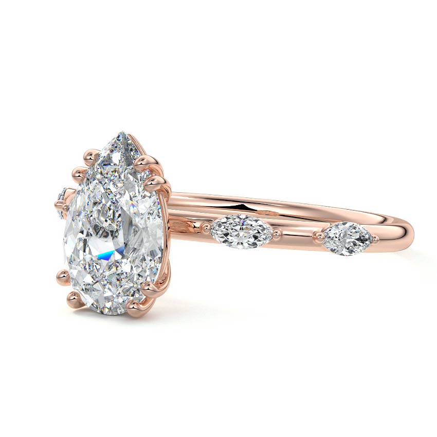 Perla - Pear Rose Gold Lab Grown Diamond Engagement Ring | Nura Lab