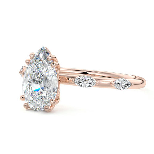 Perla - Pear Rose Gold Lab Grown Diamond Engagement Ring | Nura Lab