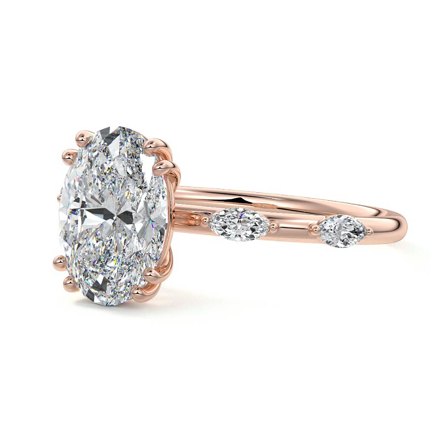 Perla - Oval Rose Gold Lab Grown Diamond Engagement Ring | Nura Lab