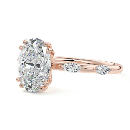 Perla - Oval Rose Gold Lab Grown Diamond Engagement Ring | Nura Lab