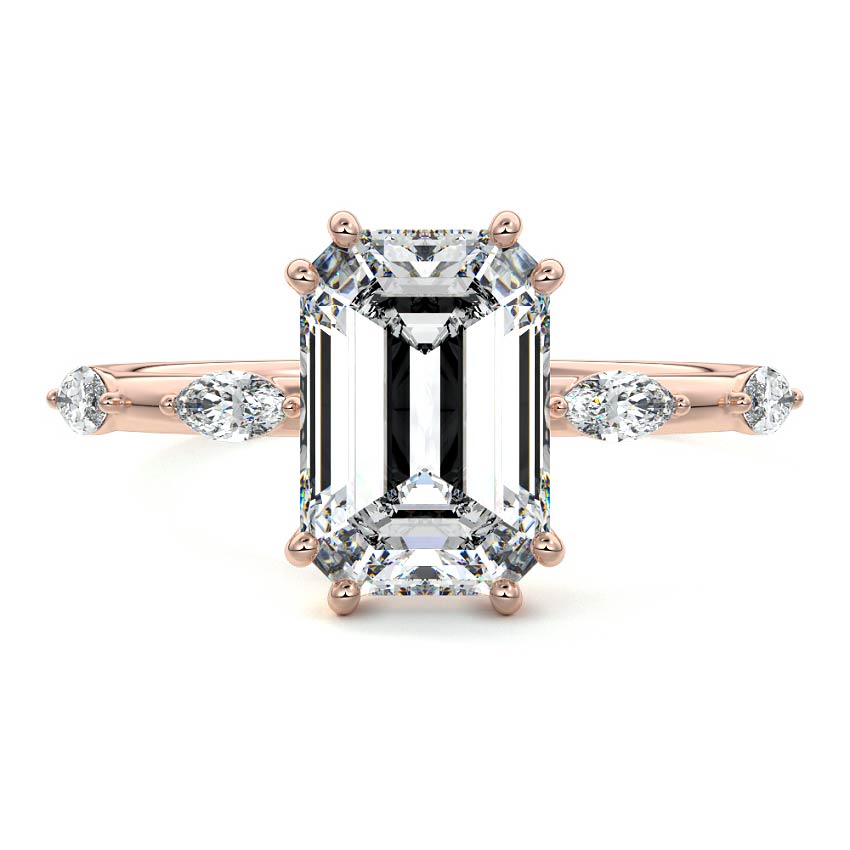 Perla - Emerald Cut Rose Gold Lab Grown Diamond Engagement Ring | Nura Lab
