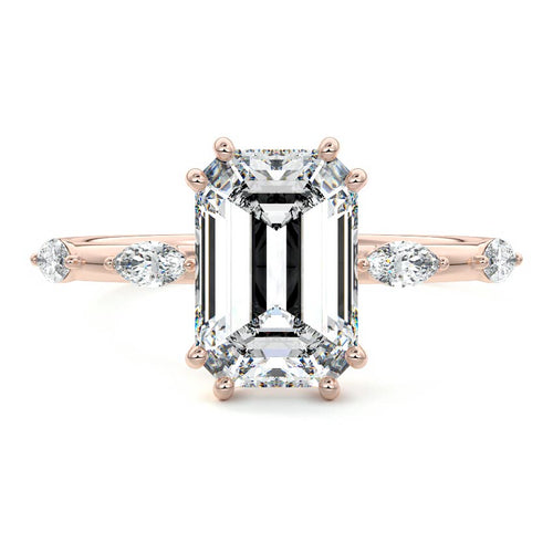 Perla - Emerald Cut Rose Gold Lab Grown Diamond Engagement Ring | Nura Lab