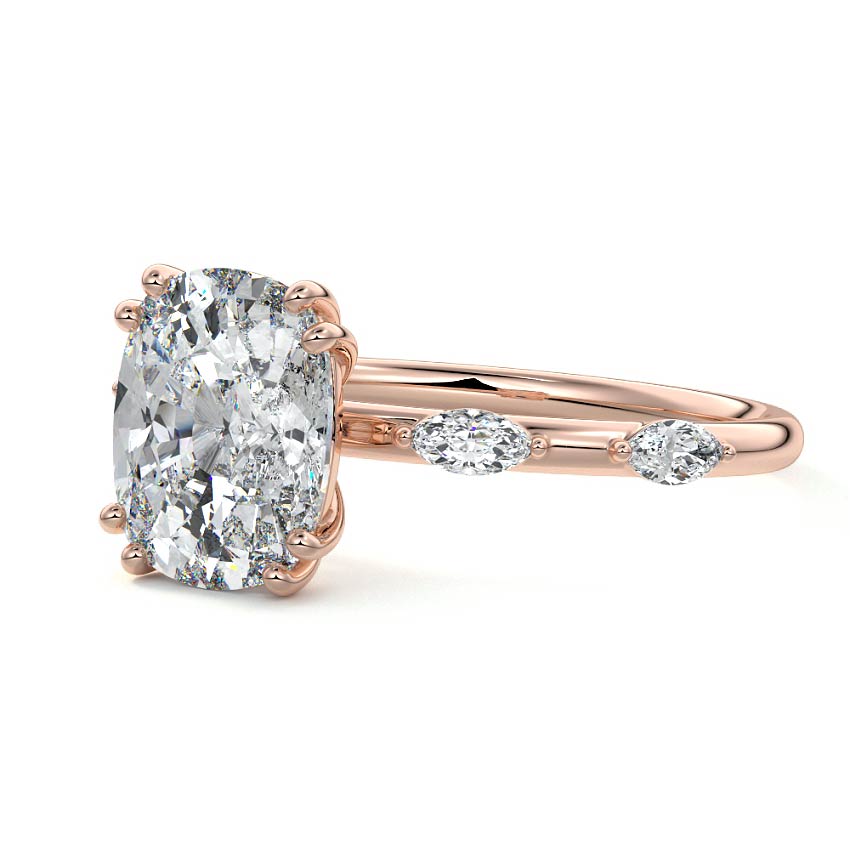 Perla - Cushion Rose Gold Lab Grown Diamond Engagement Ring | Nura Lab