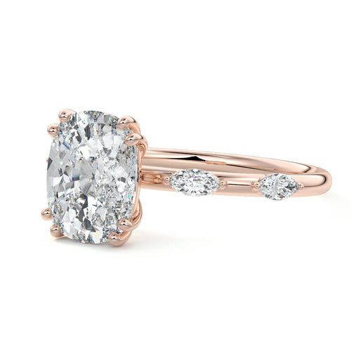 Perla - Cushion Rose Gold Lab Grown Diamond Engagement Ring | Nura Lab