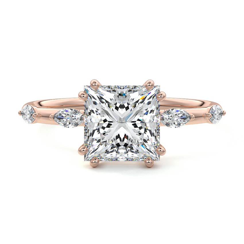 Perla - Princess Rose Gold Lab Grown Diamond Engagement Ring | Nura Lab