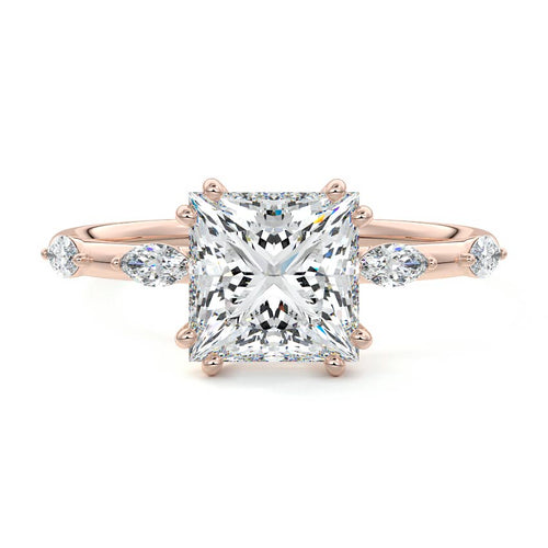 Perla - Princess Rose Gold Lab Grown Diamond Engagement Ring | Nura Lab