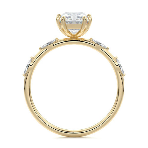 Perla - Radiant Yellow Gold Engagement Ring Detail View | Nura Lab