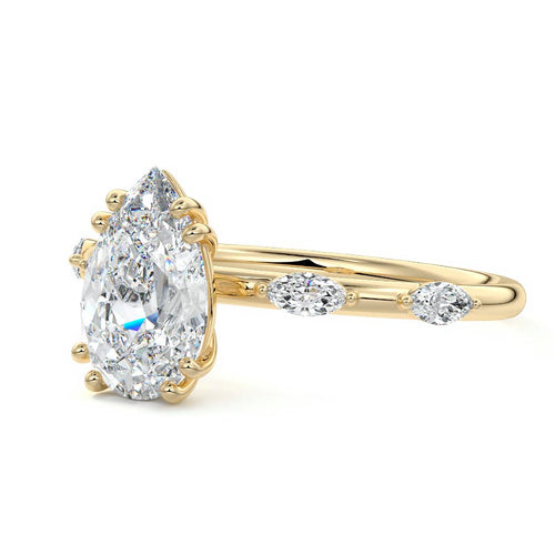 Perla - Pear Yellow Gold Lab Grown Diamond Engagement Ring | Nura Lab