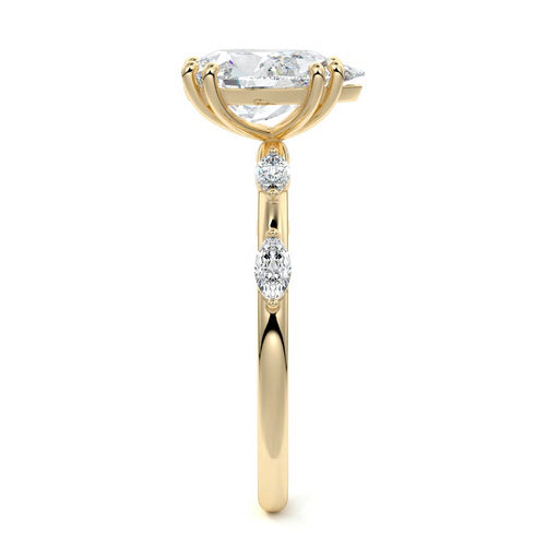 Perla - Pear Yellow Gold Engagement Ring Side View | Nura Lab