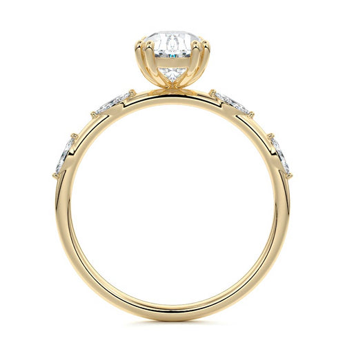 Perla - Pear Yellow Gold Engagement Ring Profile View | Nura Lab
