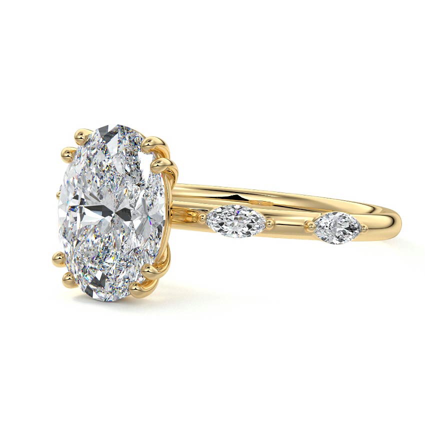 Perla - Oval Yellow Gold Lab Grown Diamond Engagement Ring | Nura Lab
