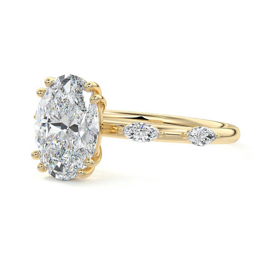 Perla - Oval Yellow Gold Lab Grown Diamond Engagement Ring | Nura Lab
