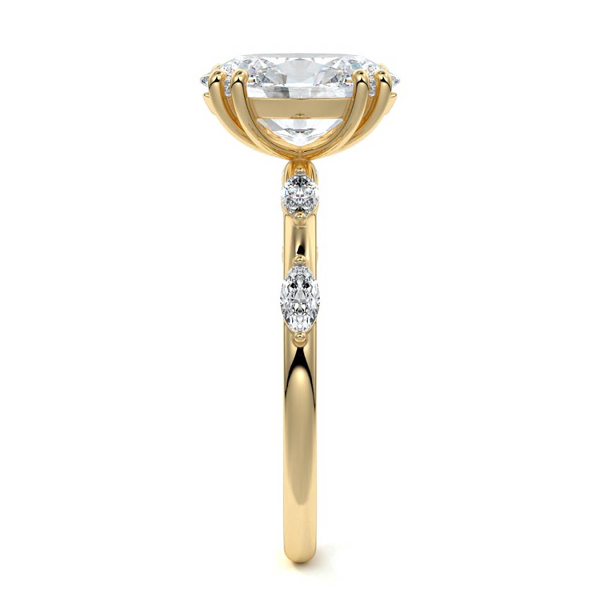 Perla - Oval Yellow Gold Engagement Ring Side View | Nura Lab