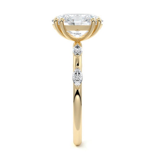 Perla - Oval Yellow Gold Engagement Ring Side View | Nura Lab