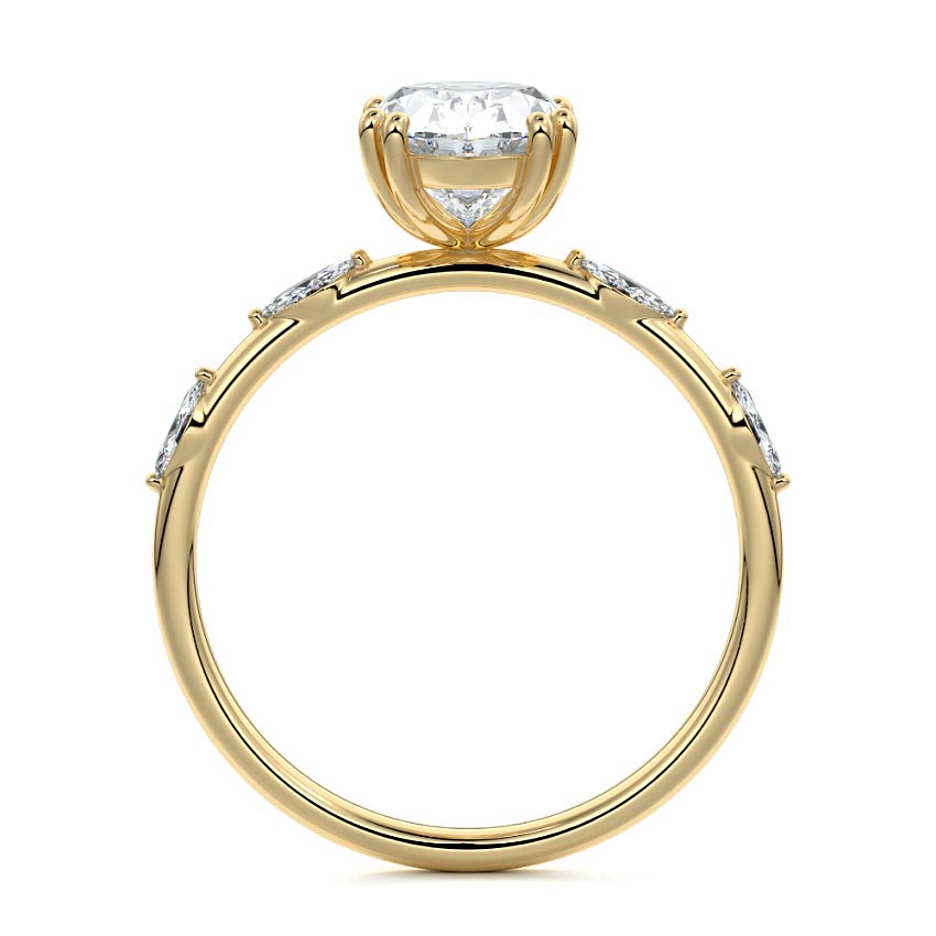 Perla - Oval Yellow Gold Engagement Ring Profile View | Nura Lab