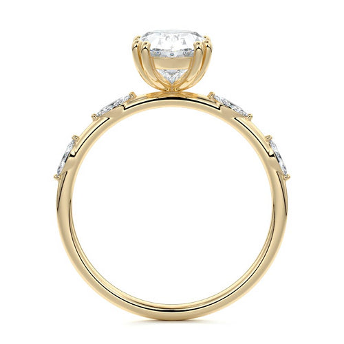 Perla - Oval Yellow Gold Engagement Ring Profile View | Nura Lab