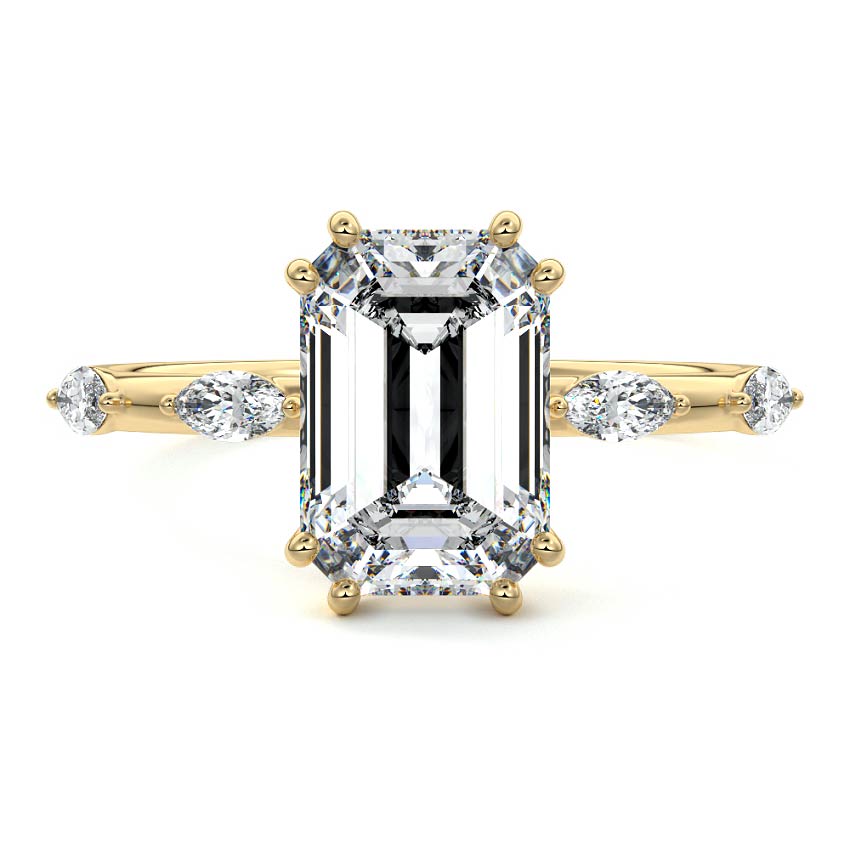 Perla - Emerald Cut Yellow Gold Lab Grown Diamond Engagement Ring | Nura Lab