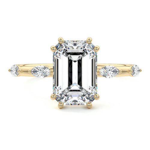 Perla - Emerald Cut Yellow Gold Lab Grown Diamond Engagement Ring | Nura Lab