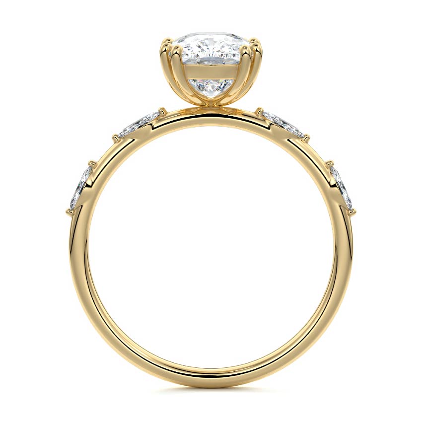 Perla - Cushion Yellow Gold Engagement Ring Profile View | Nura Lab