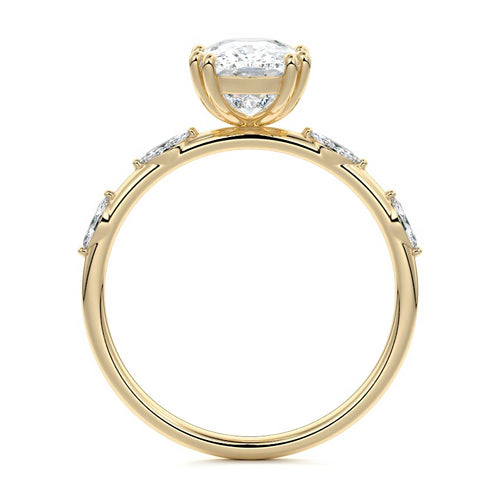 Perla - Cushion Yellow Gold Engagement Ring Profile View | Nura Lab