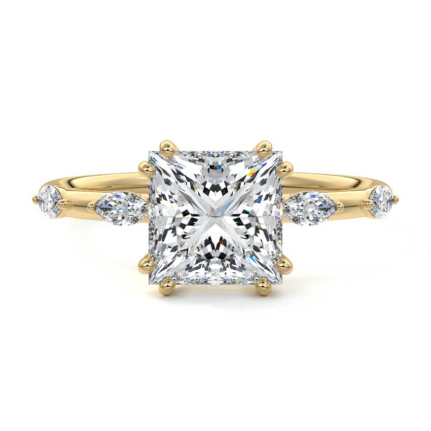Perla - Princess Yellow Gold Lab Grown Diamond Engagement Ring | Nura Lab