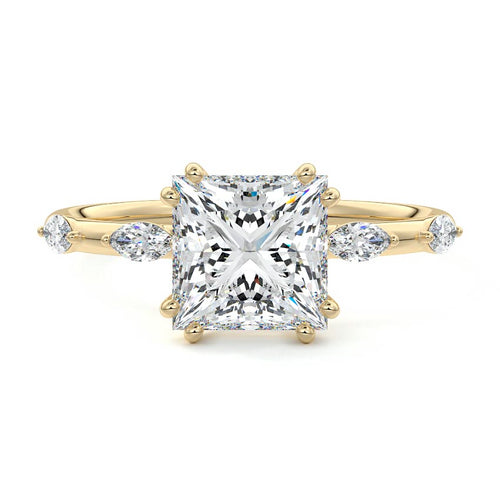 Perla - Princess Yellow Gold Lab Grown Diamond Engagement Ring | Nura Lab