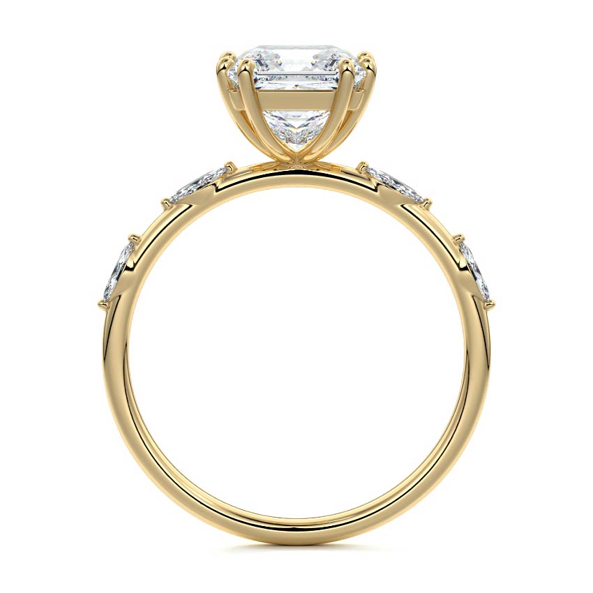 Perla - Princess Yellow Gold Engagement Ring Detail View | Nura Lab