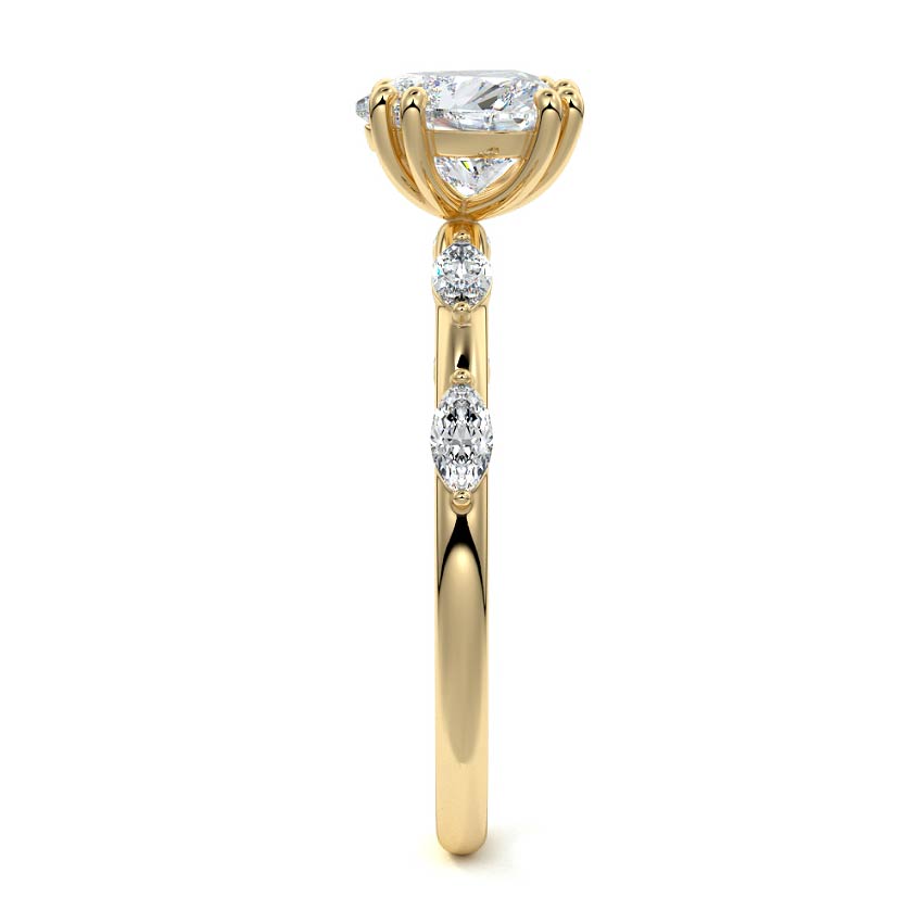 Perla - Heart Yellow Gold Engagement Ring Side View | Nura Lab