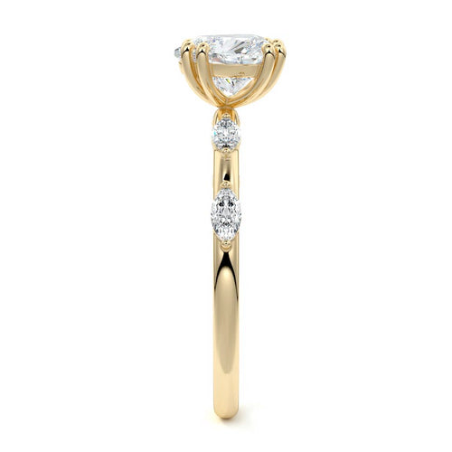 Perla - Heart Yellow Gold Engagement Ring Side View | Nura Lab
