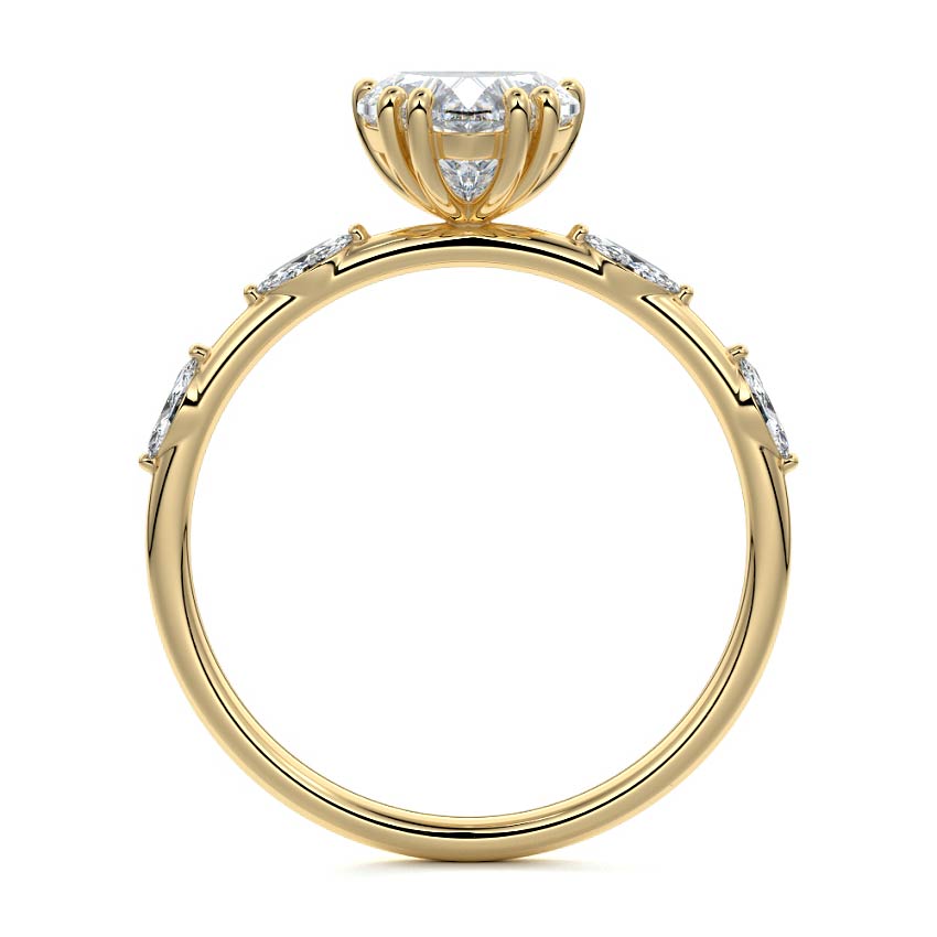 Perla - Heart Yellow Gold Engagement Ring Profile View | Nura Lab