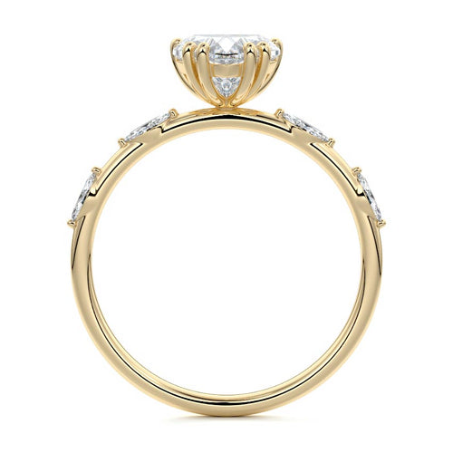Perla - Heart Yellow Gold Engagement Ring Profile View | Nura Lab