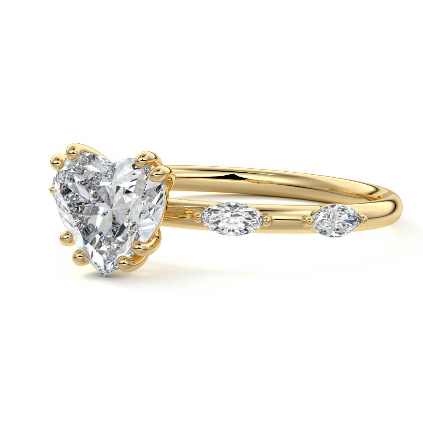 Perla - Heart Yellow Gold Engagement Ring Detail View | Nura Lab