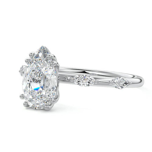 Perla - Pear White Gold Lab Grown Diamond Engagement Ring | Nura Lab