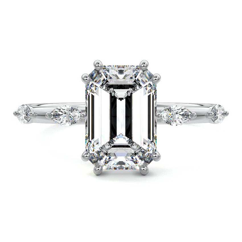 Perla - Emerald Cut White Gold Lab Grown Diamond Engagement Ring | Nura Lab
